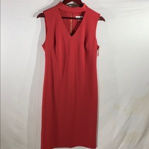 Calvin Klein size 10 red choker sheath midi dress